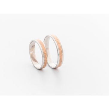 Rozéarany és fehérarany karikagyűrű pár