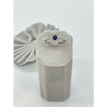 Fehérarany zafír gyűrű gyémánttal