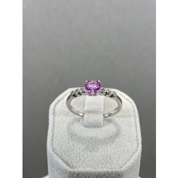 Fehérarany rózsaszín zafír gyűrű gyémántokkal