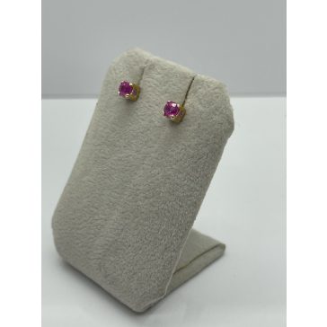Arany fülbevaló pink zafírral