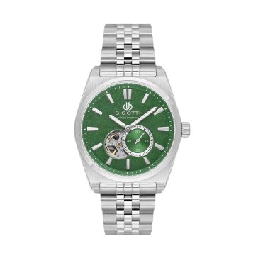   BIGOTTI MILANO BG110735-4 RAFFINATO AUTOMATIC OPEN HEART GREEN FÉRFI KARÓRA
